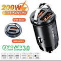 200W Mini USB-C Car Charger with PD Fast Charging