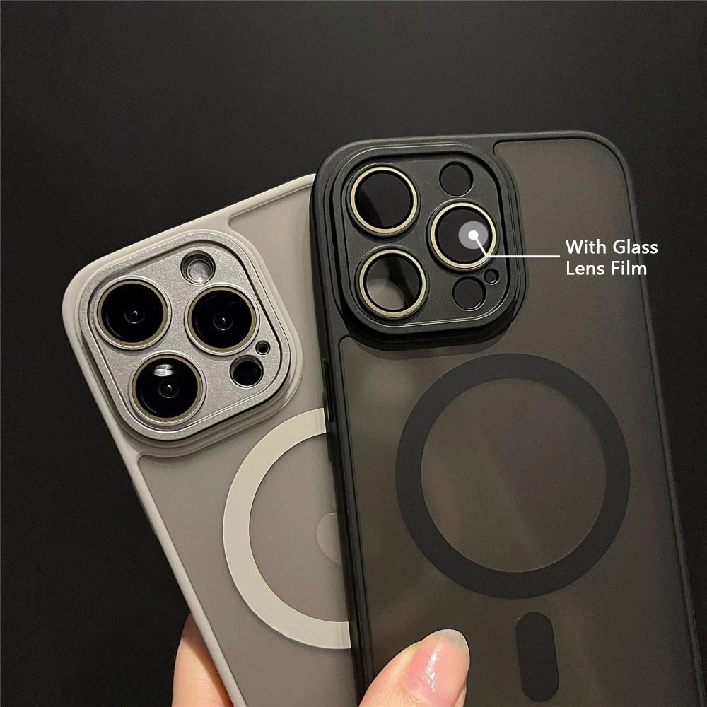 Magnetic Matte Phone Case with Shockproof Armor Design