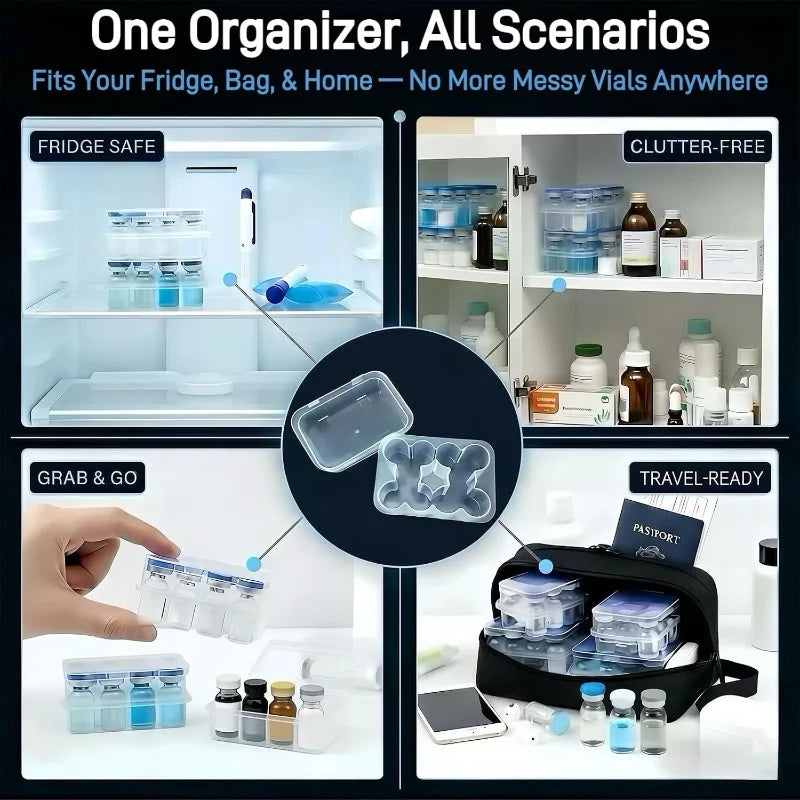 Peptide Storage Box 2-Slot Penicillin Bottle Case for Fridge Organizer Portable 3ml Glass Vials Microtube Secure Holder Boxes