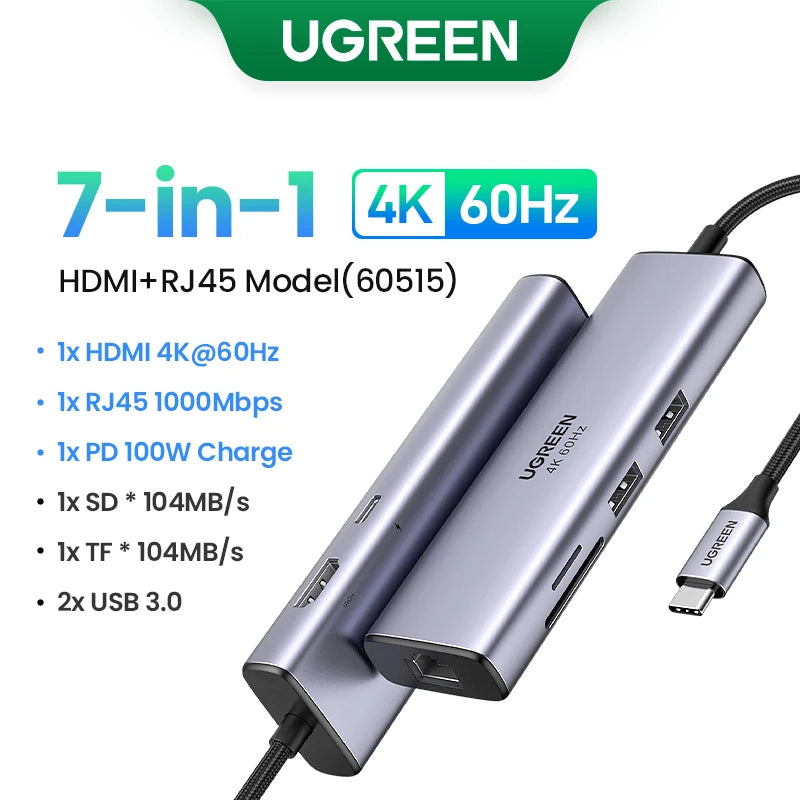 7-in-1 USB-C Hub with 4K HDMI, USB 3.0 & 100W PD