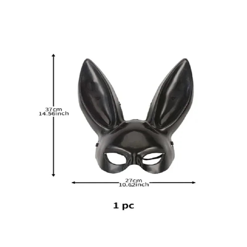 Rabbit Halloween Mask – Black White Bunny Full Face Cosplay