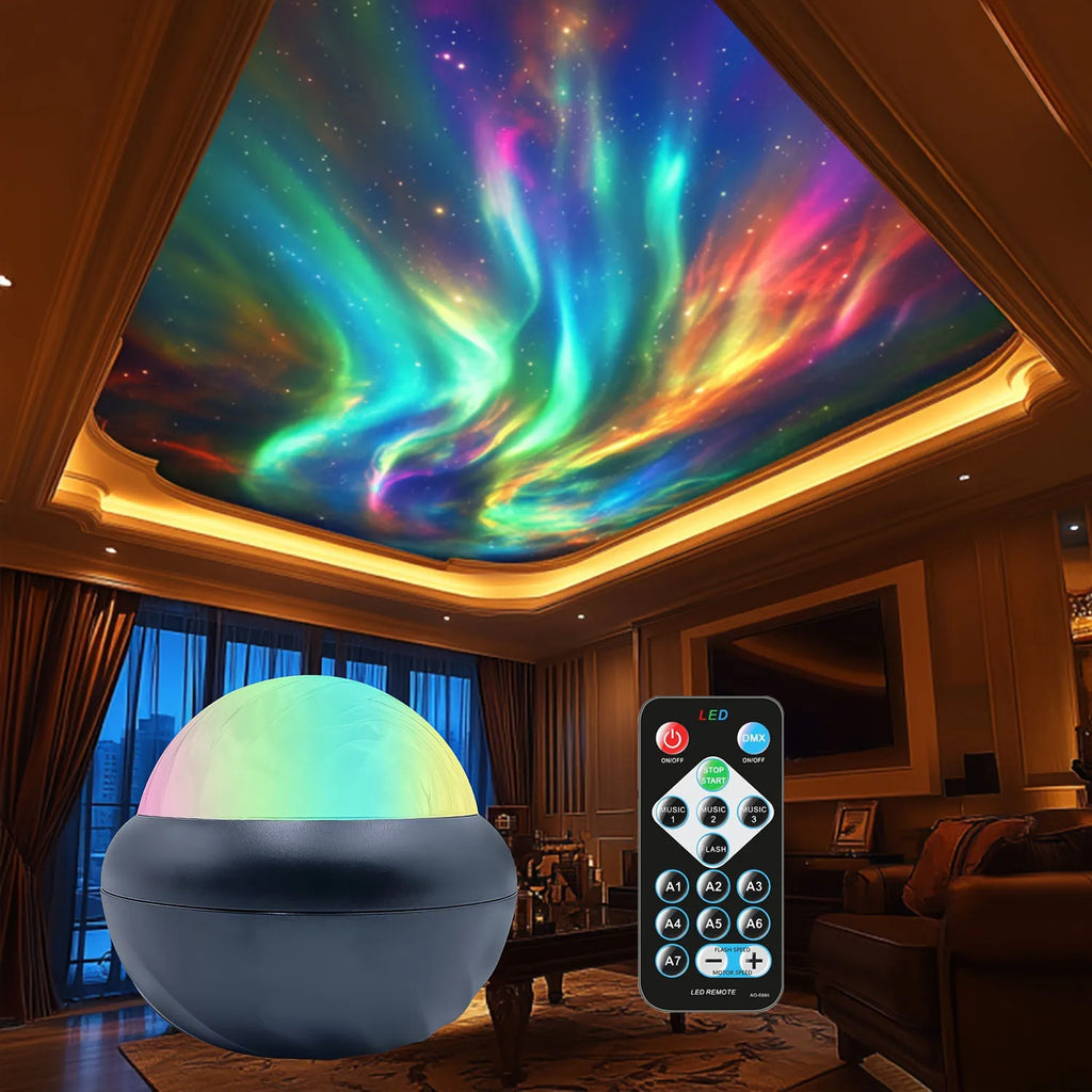 Northern Light Projector RGB Atmosphere Night Lights Remote Control USB Aurora Projection Lamp 360° Rotate for Home Party Decor