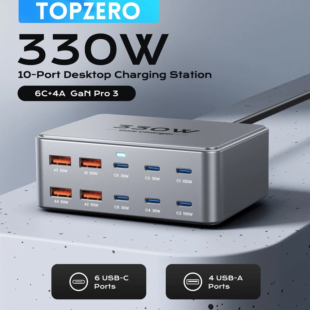 330W GaN USB-C Multiport Fast Charging Station