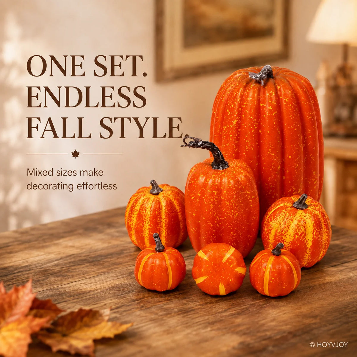 7-Piece Artificial Pumpkins – Halloween & Autumn Table Decor