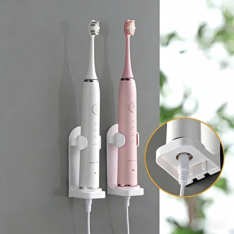 Adjustable Silicone Electric Toothbrush Holder, Non-Slip Wall Mount Toothbrush Base Rack, Fits 99% Electric Toothbrush Models