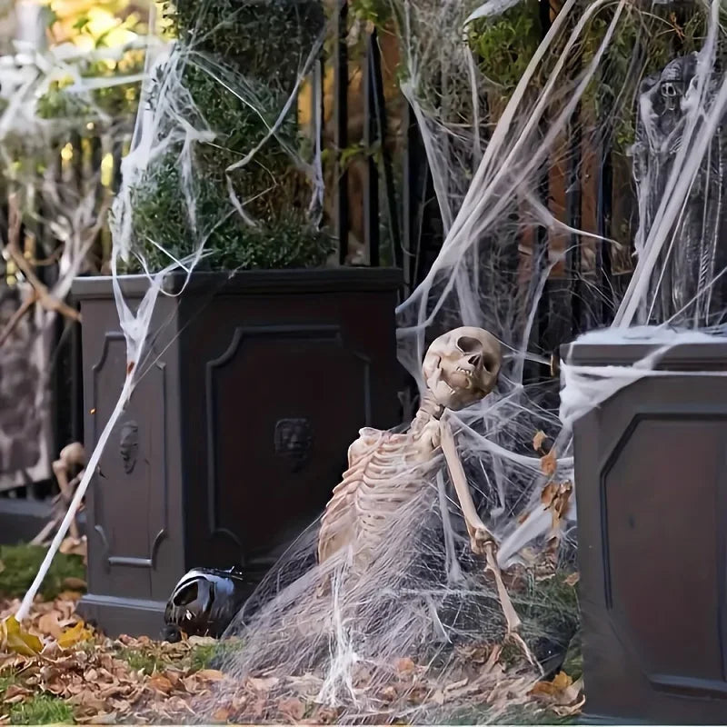 Halloween Spider Web Decorations – Stretchable Cobweb with Spiders