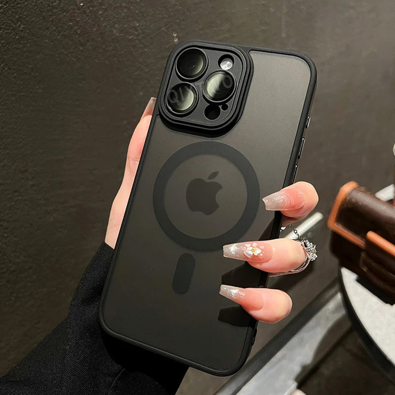 Magnetic Matte Phone Case with Shockproof Armor Design