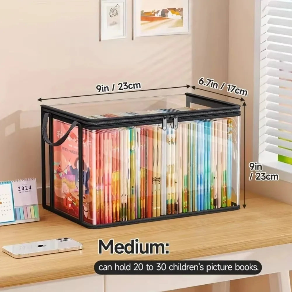 Storage Bag with Flip Lid & Viewing Window - Durable Rectangular Organizer for Toys, Crafts, Books, School Supplies, Snacks
