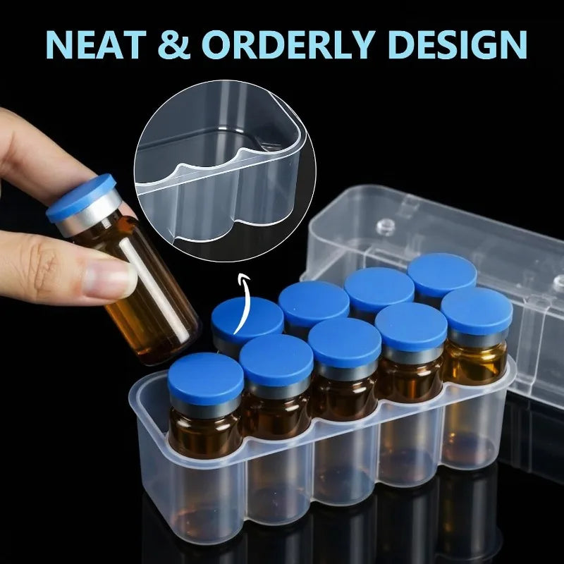 Peptide Storage Box 2-Slot Penicillin Bottle Case for Fridge Organizer Portable 3ml Glass Vials Microtube Secure Holder Boxes