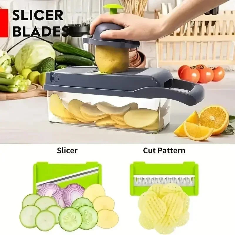 Multifunctional Vegetable Chopper Handle Food Grate Food Chopper Vegetable Slicer Dicer Cut 16 in 1 Kitchen Items Cocina