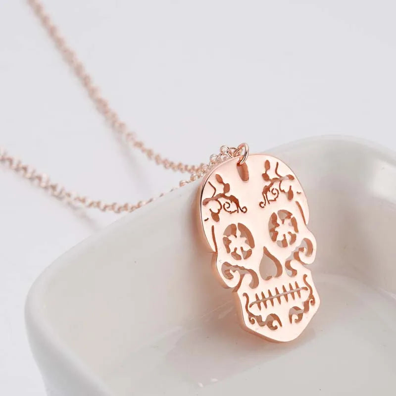 Skull Pendant Necklace – Stainless Steel Halloween Gothic Jewelry