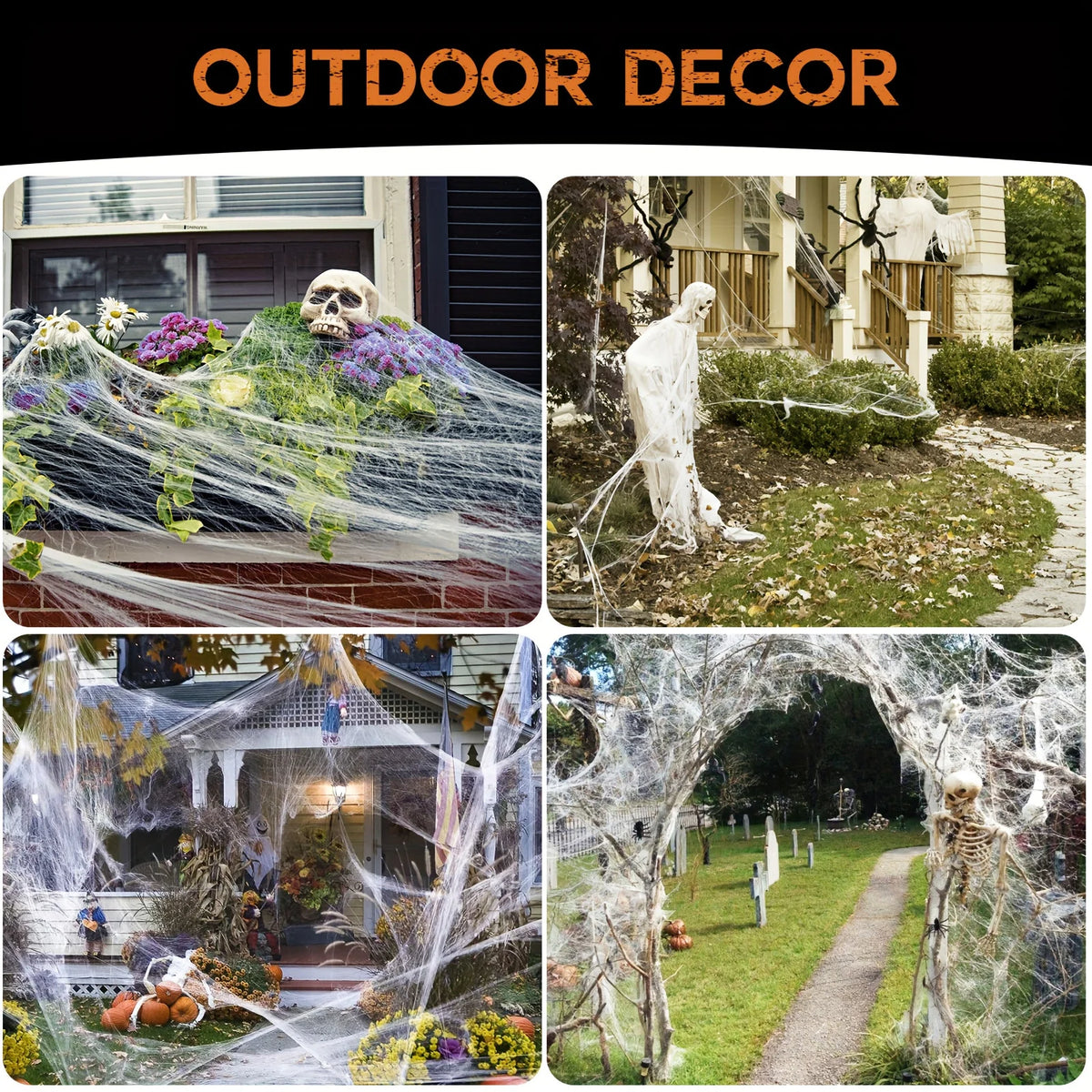 Halloween Spider Web Decorations – Fake Spider Web with Spiders