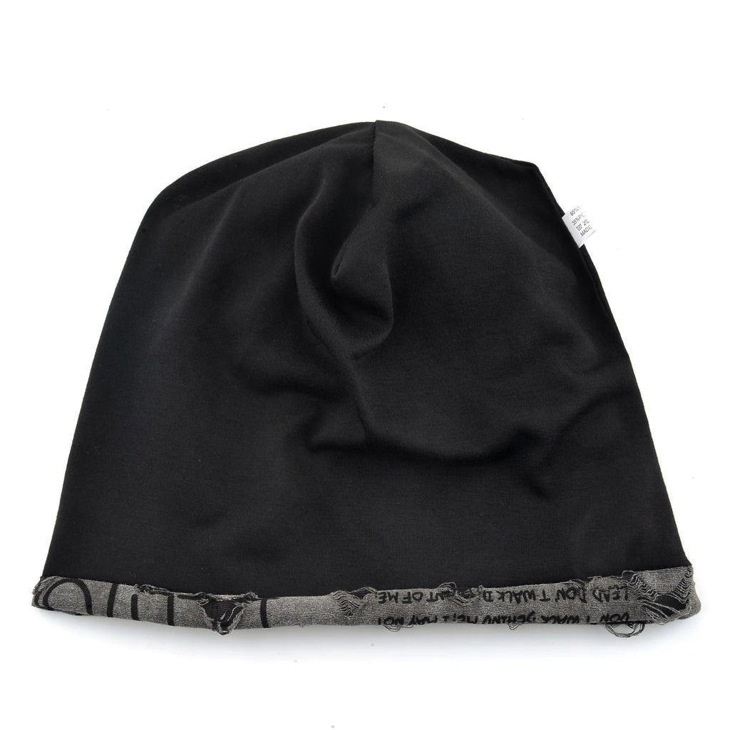 Distressed Letter Print Beanie – Vintage Unisex Fleece-Lined Hat