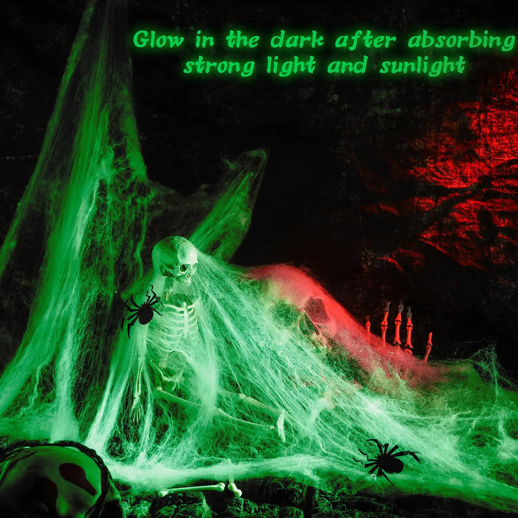 Glow in the Dark Spider Web – Stretch Halloween Decoration