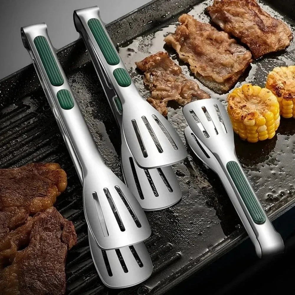 Kitchen Gadgets New Stainless Steel Food Tongs BBQ Meat Salad Bread Clip Barbecue Grill Buffet Clamp Non-slip Tong Cooking Tools