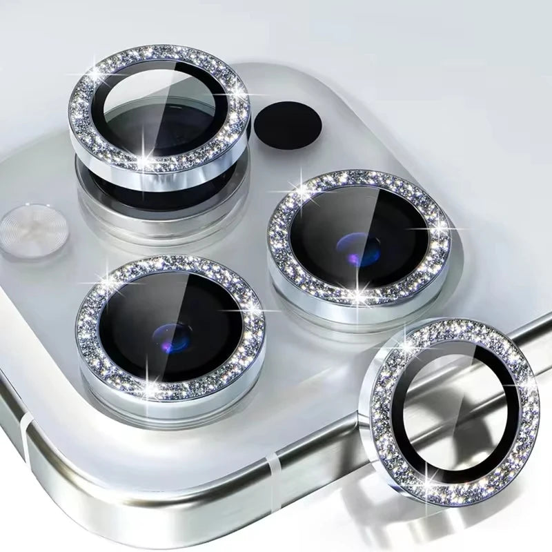 Diamond Camera Lens Protector Glass for iPhone 13 11 12 14 15 16 Pro Max Mini Back Metal Lens Protective Film for iPhone 15 Plus