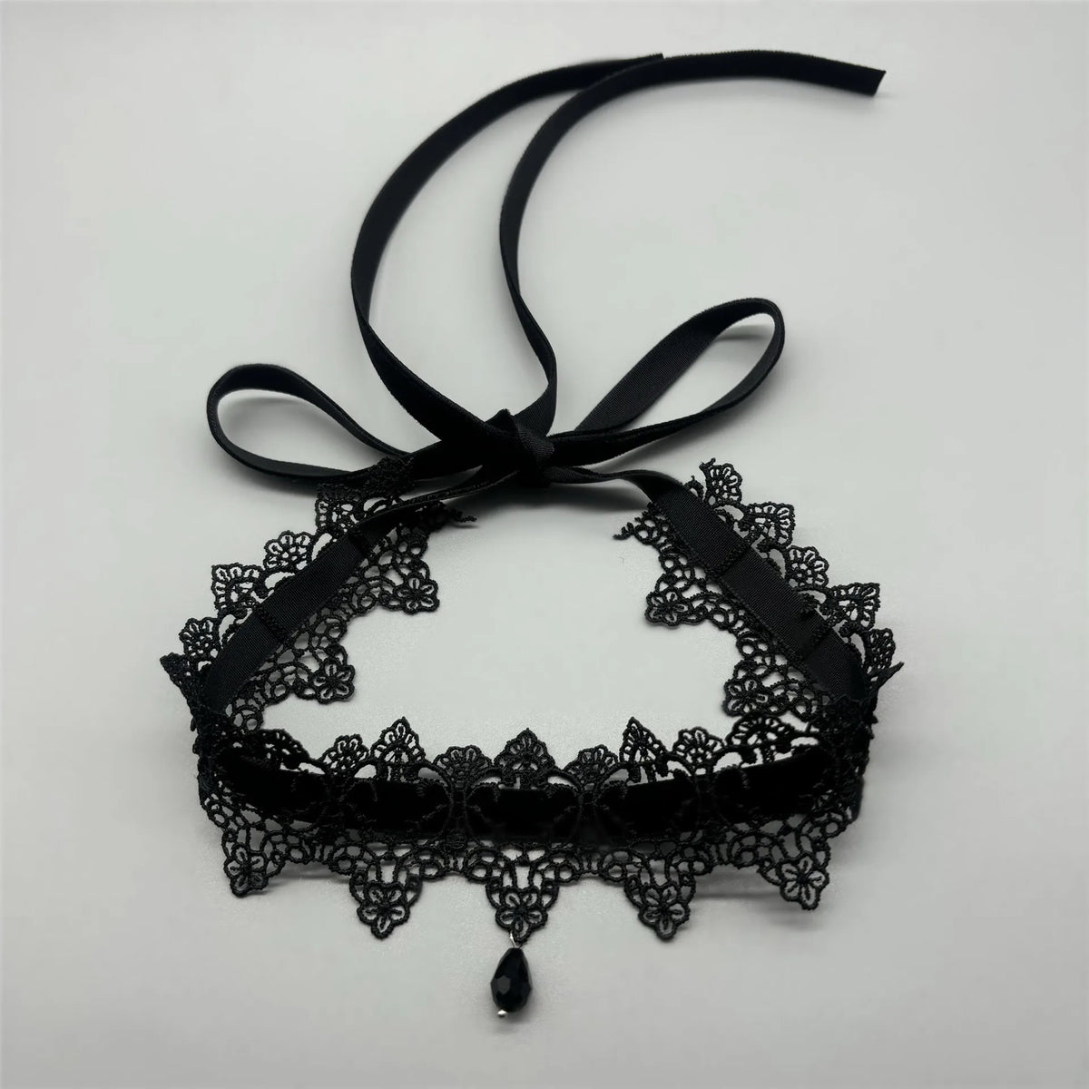 Gothic Choker Necklace Black Lace Flower Velvet Collar