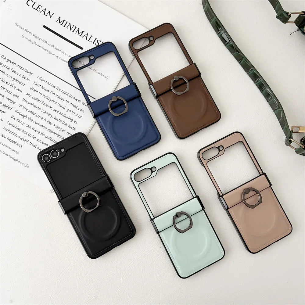 Magnetic Wireless Charging Leather Phone Case