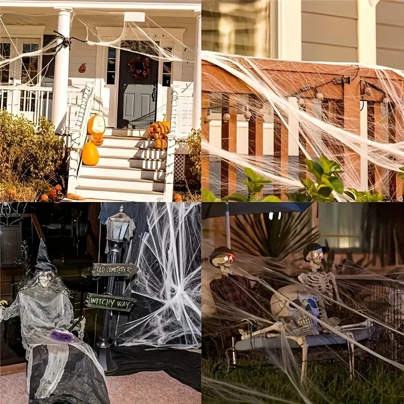 Halloween Spider Web Decorations – Stretchable Cobweb with Spiders
