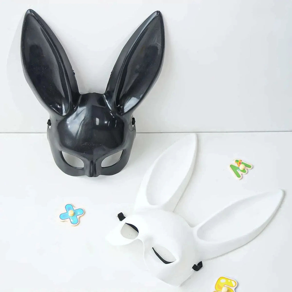 Rabbit Halloween Mask – Black White Bunny Full Face Cosplay