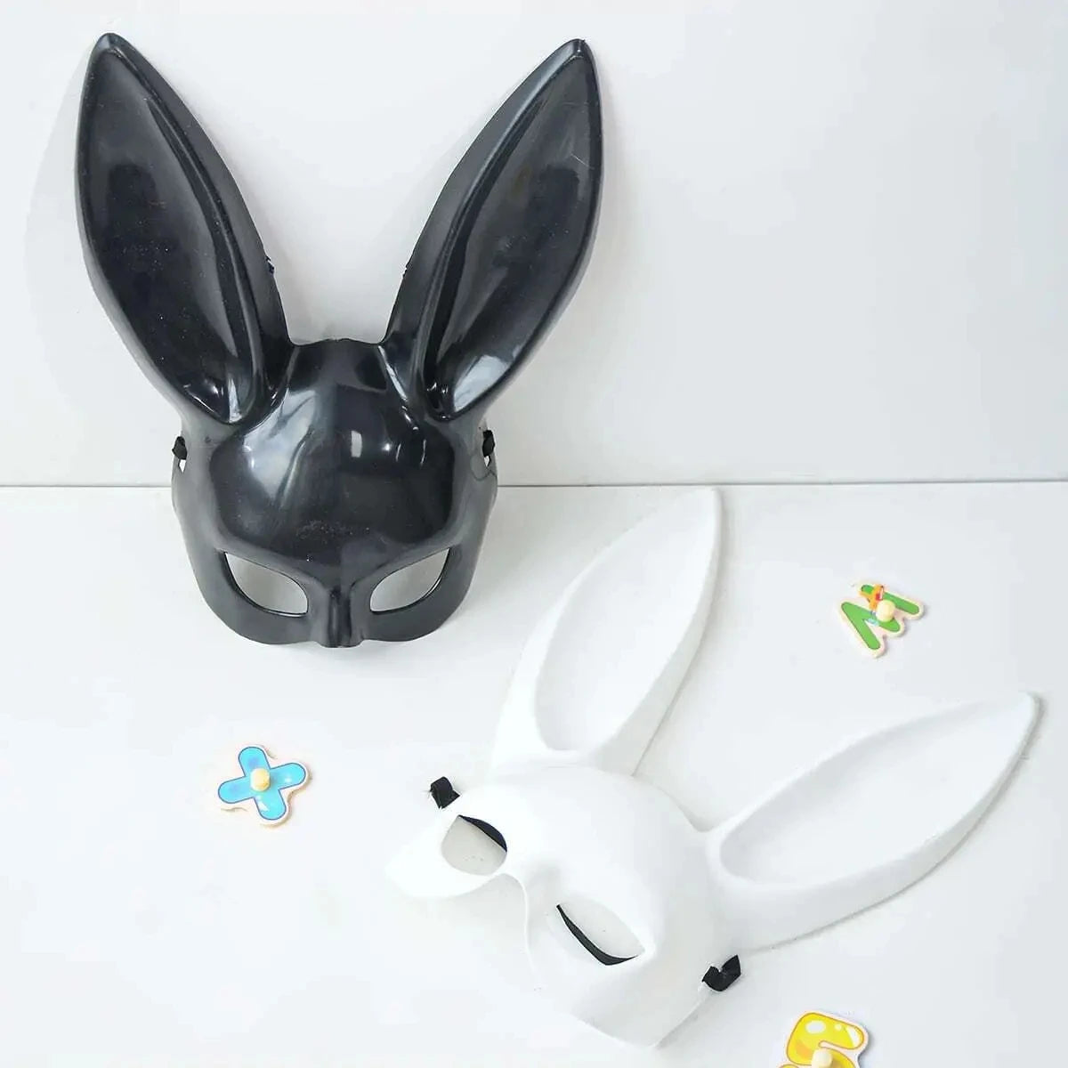 Rabbit Halloween Mask – Black White Bunny Full Face Cosplay
