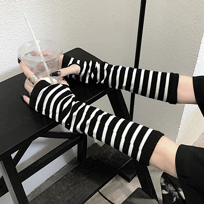 Fingerless Arm Warmers – Knitted Elbow Length Winter Gloves