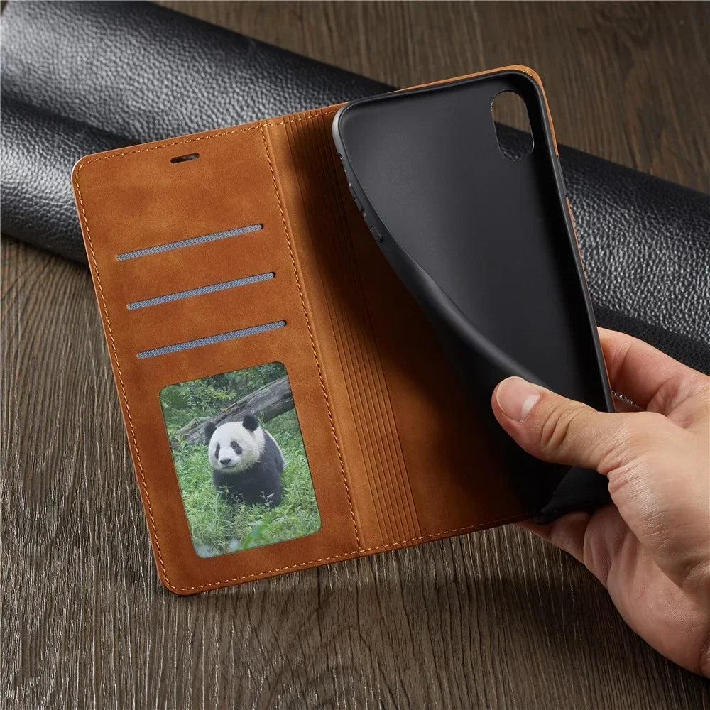 Slim Suede-Feel Leather Wallet Phone Case