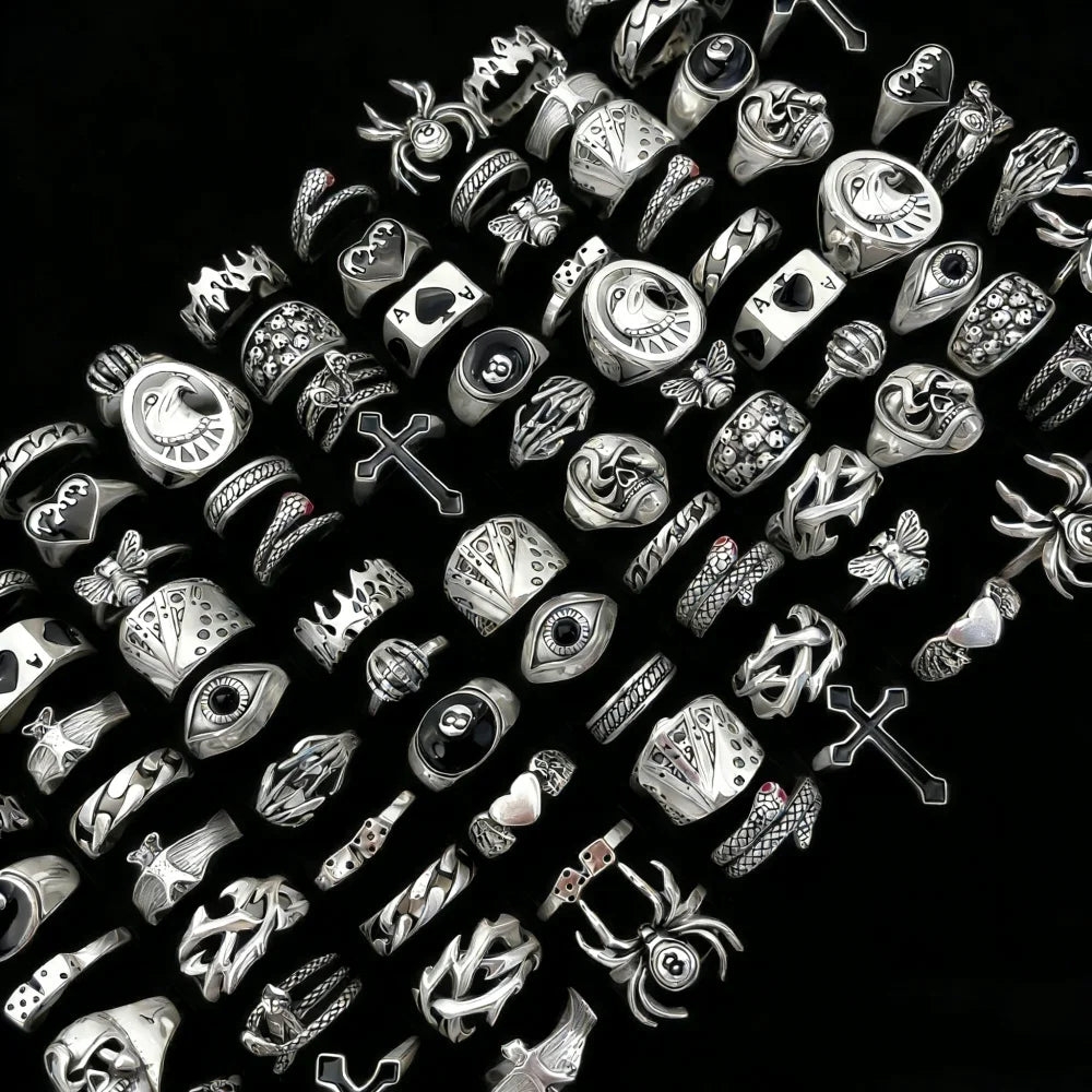 Punk Gothic Skeleton Ring Set – Bold Grunge Style