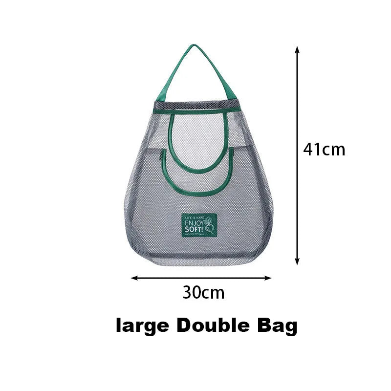 Reusable Storage Bags Kitchen Hanging Mesh Bag Home Fruit And Vegetable Storage Net Bag For Ginger Garlic Potatoes Onions