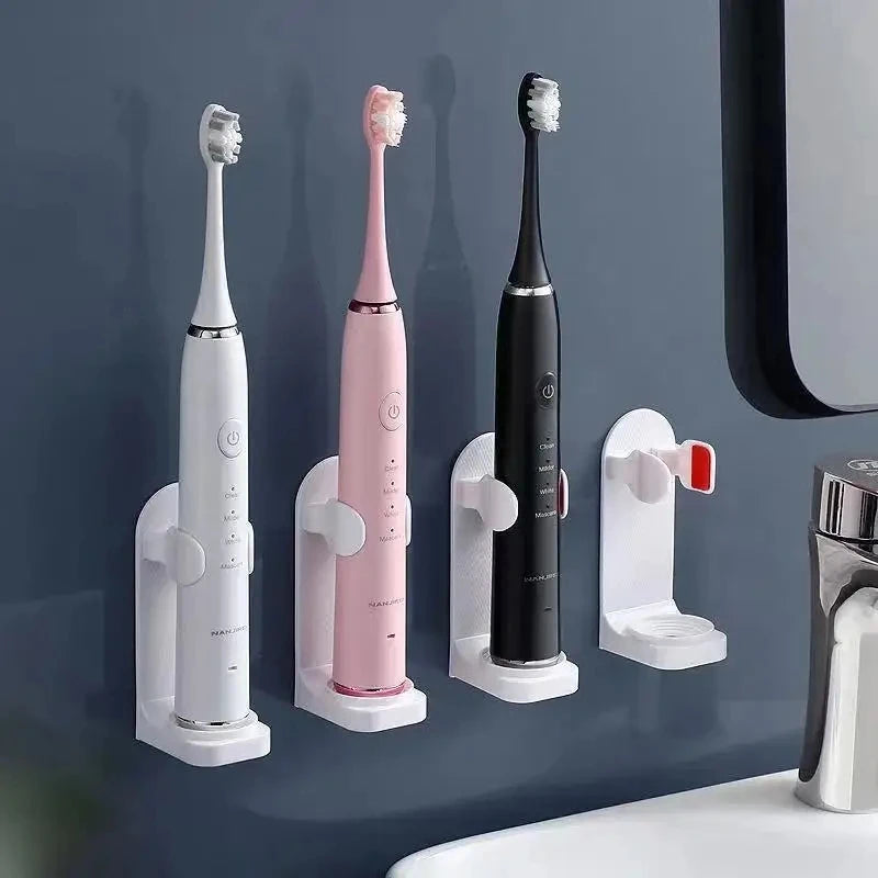 Adjustable Silicone Electric Toothbrush Holder, Non-Slip Wall Mount Toothbrush Base Rack, Fits 99% Electric Toothbrush Models