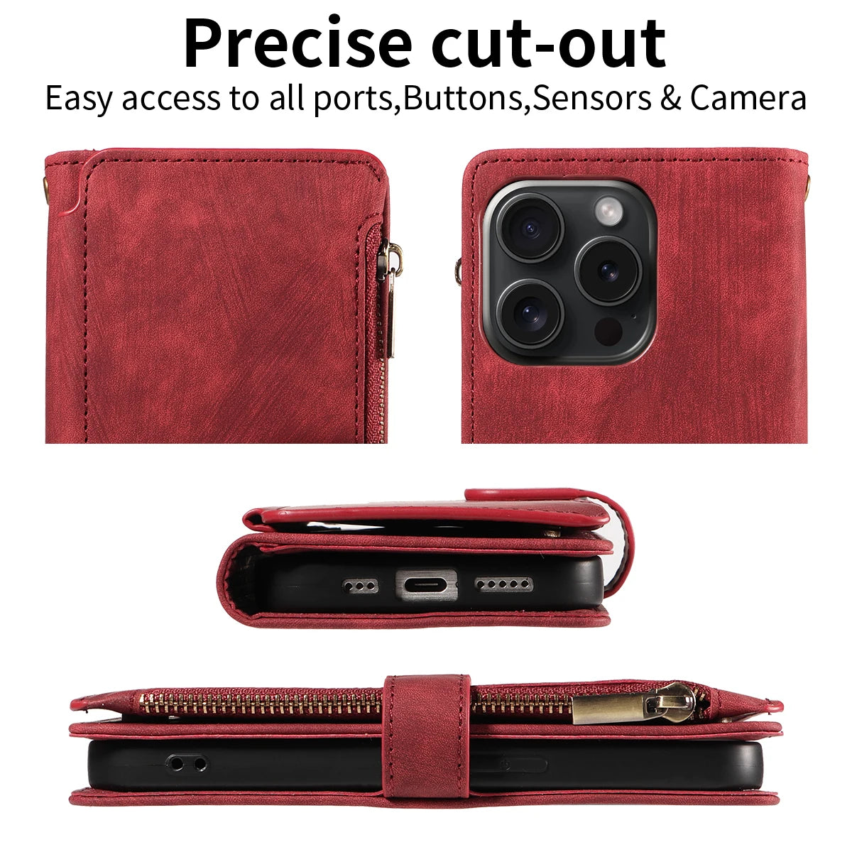 PU Leather Wallet Phone Case with Magnetic Closure & Card Storage