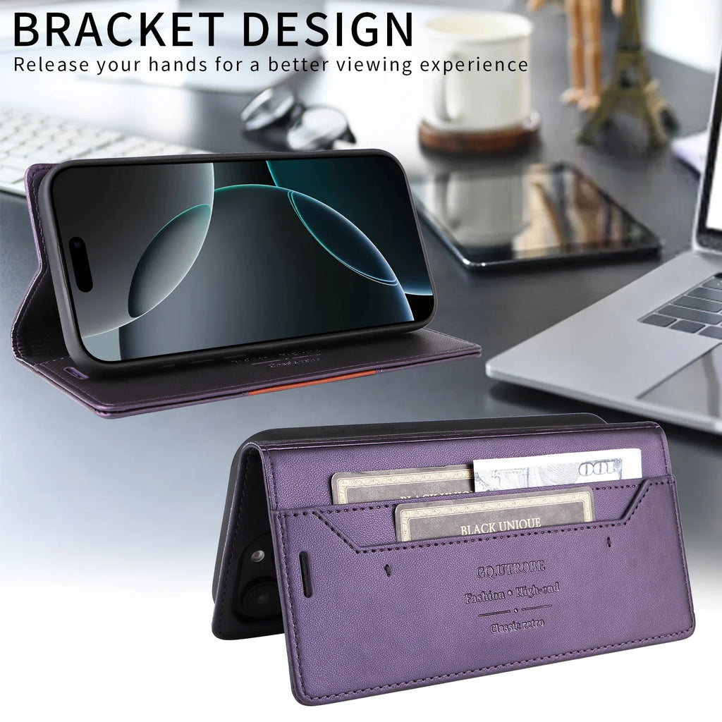 Flip Leather Wallet Phone Case with Card Holder