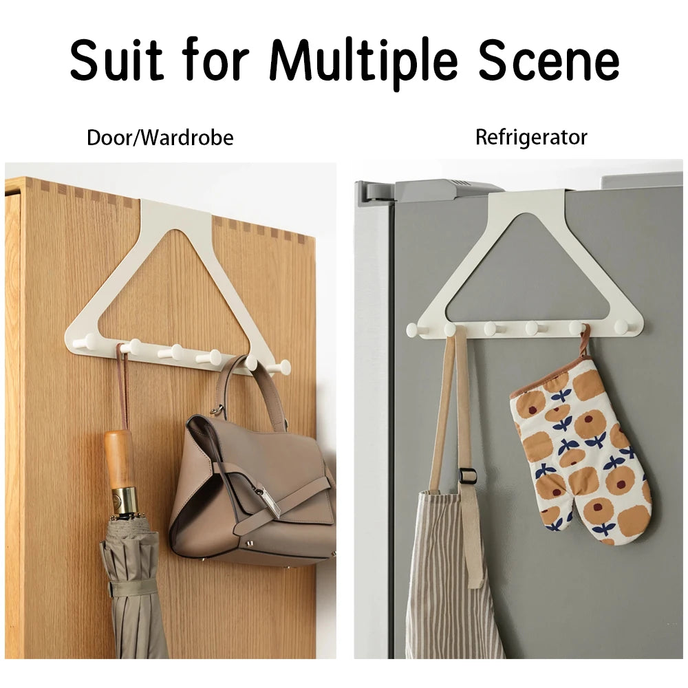 Clothes Hooks Behind The Door，PunchFree ，Traceless Hanger for Coats, Hats, Bags, and More，Over the Door Storage Organizer Hanger