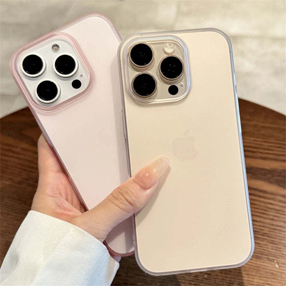 Matte Transparent Phone Case with Non-Slip Silicone Bumper