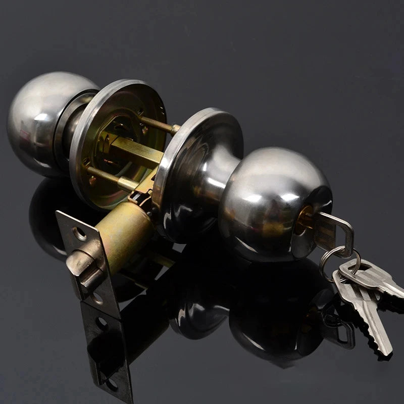1Pc Aluminum Alloy Round Door Knob With Key Lock Handle Metal Bedroom Living Room Interior Door Lever Set