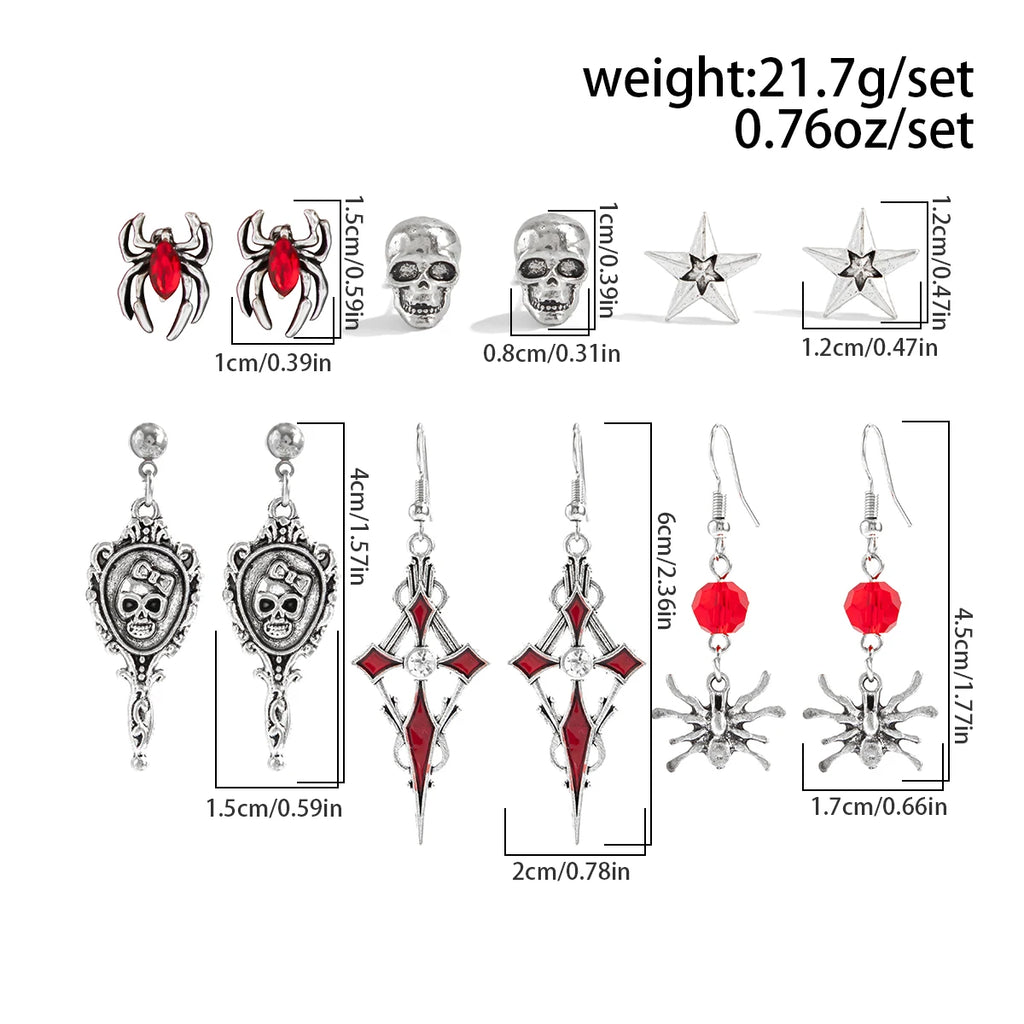 Halloween Skull Spider Drop Earrings – Gothic Jewelry for Women