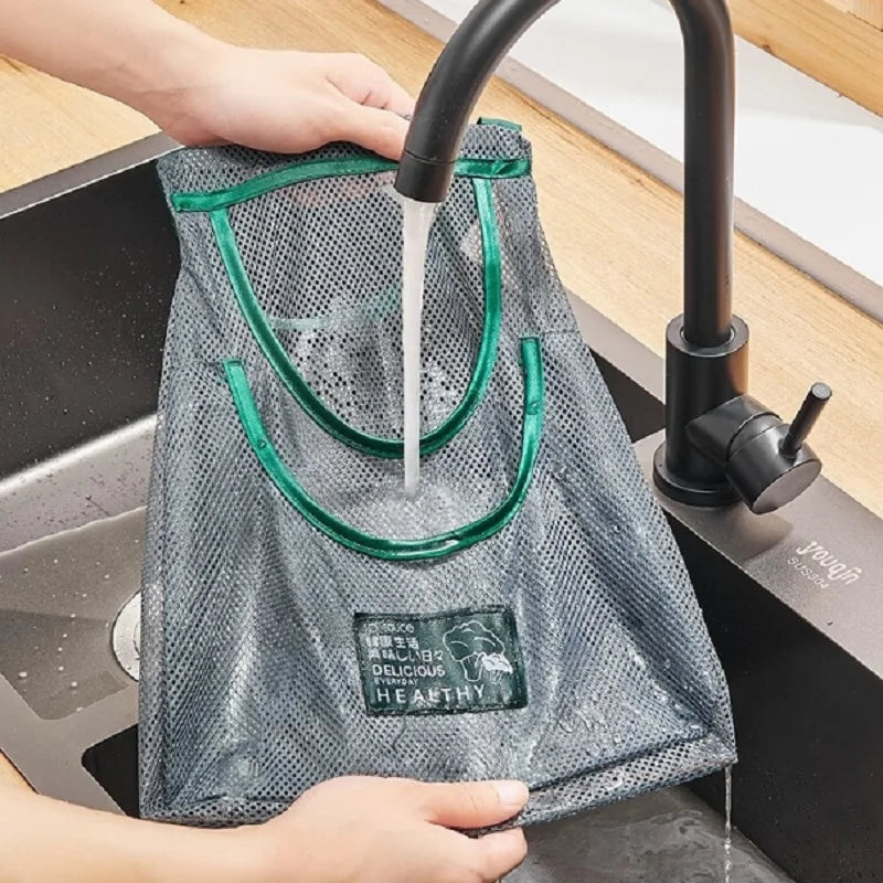 Reusable Storage Bags Kitchen Hanging Mesh Bag Home Fruit And Vegetable Storage Net Bag For Ginger Garlic Potatoes Onions