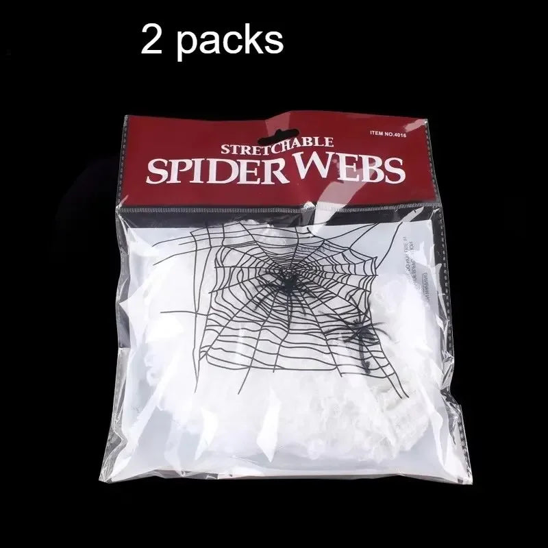 Halloween Spider Web Decorations – Stretchable Cobweb with Spiders