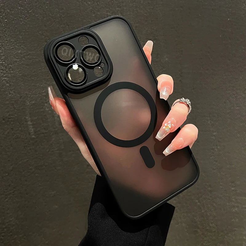 Magnetic Matte Phone Case with Shockproof Armor Design