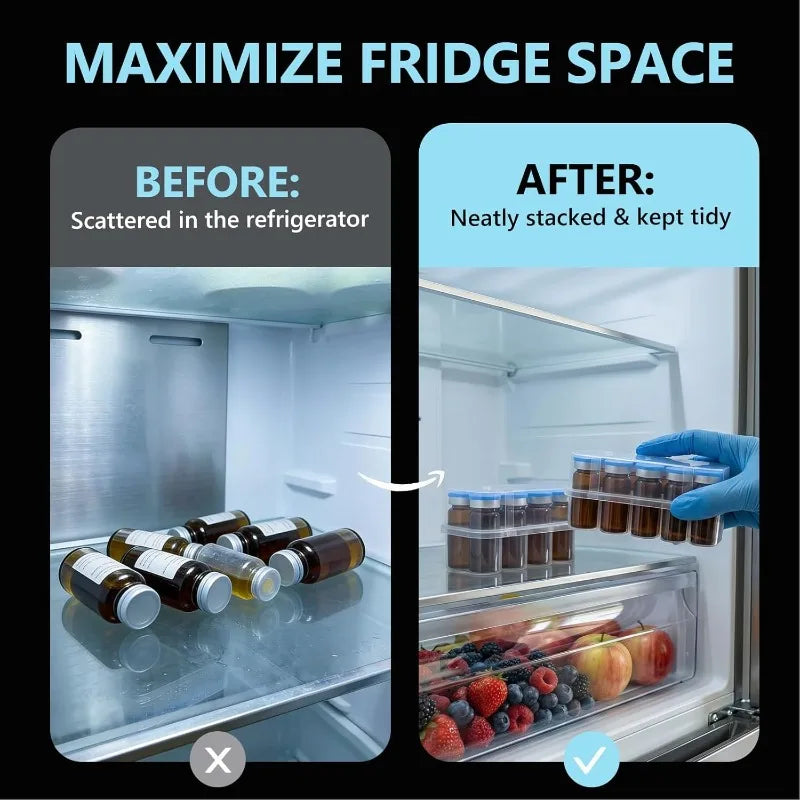 Peptide Storage Box 2-Slot Penicillin Bottle Case for Fridge Organizer Portable 3ml Glass Vials Microtube Secure Holder Boxes