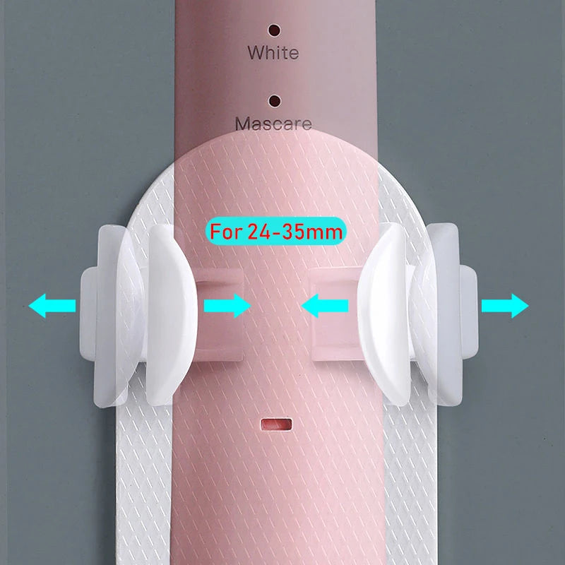 Adjustable Silicone Electric Toothbrush Holder, Non-Slip Wall Mount Toothbrush Base Rack, Fits 99% Electric Toothbrush Models