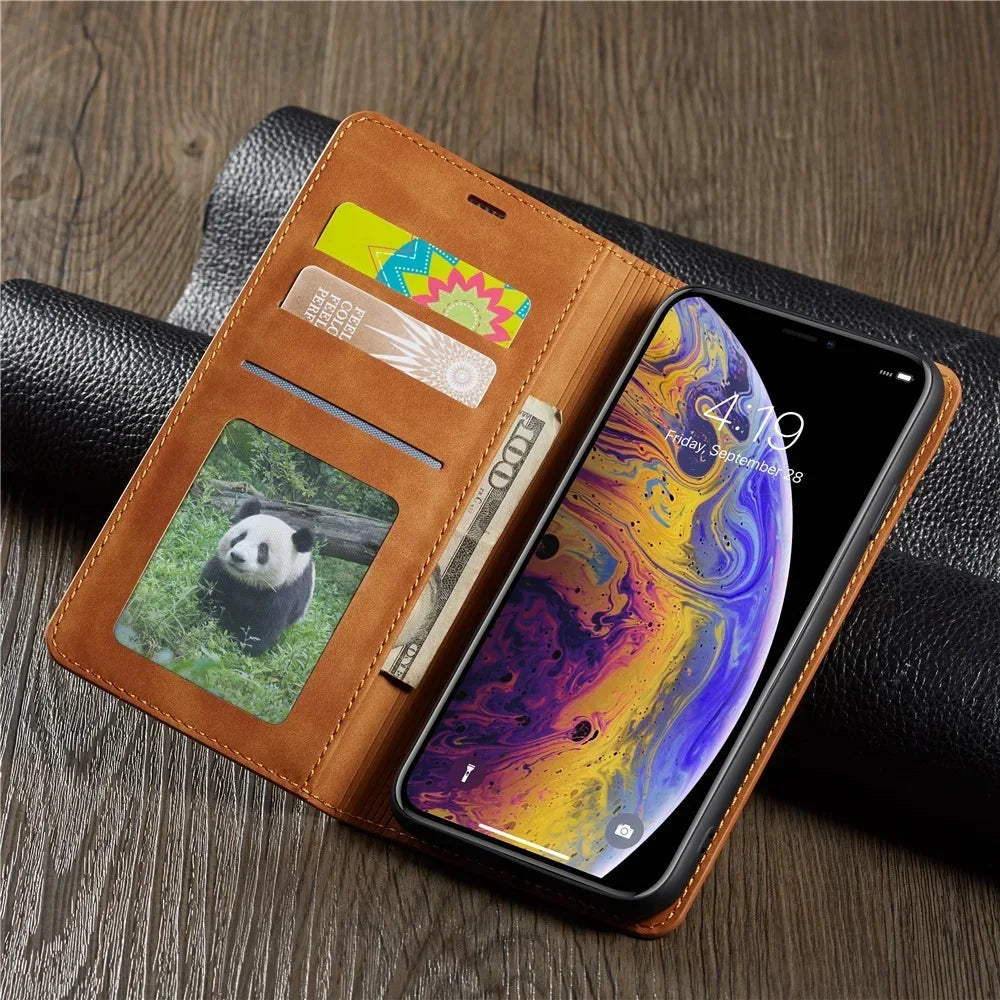 Slim Suede-Feel Leather Wallet Phone Case