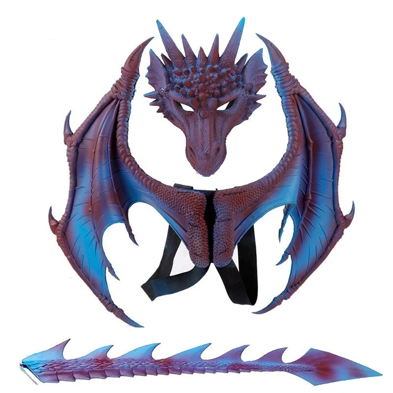 Animal Cospty Dragon Costume Purim Christmas Gift Carnival Party  Cosplay Set Wing and Tail faucet Costume