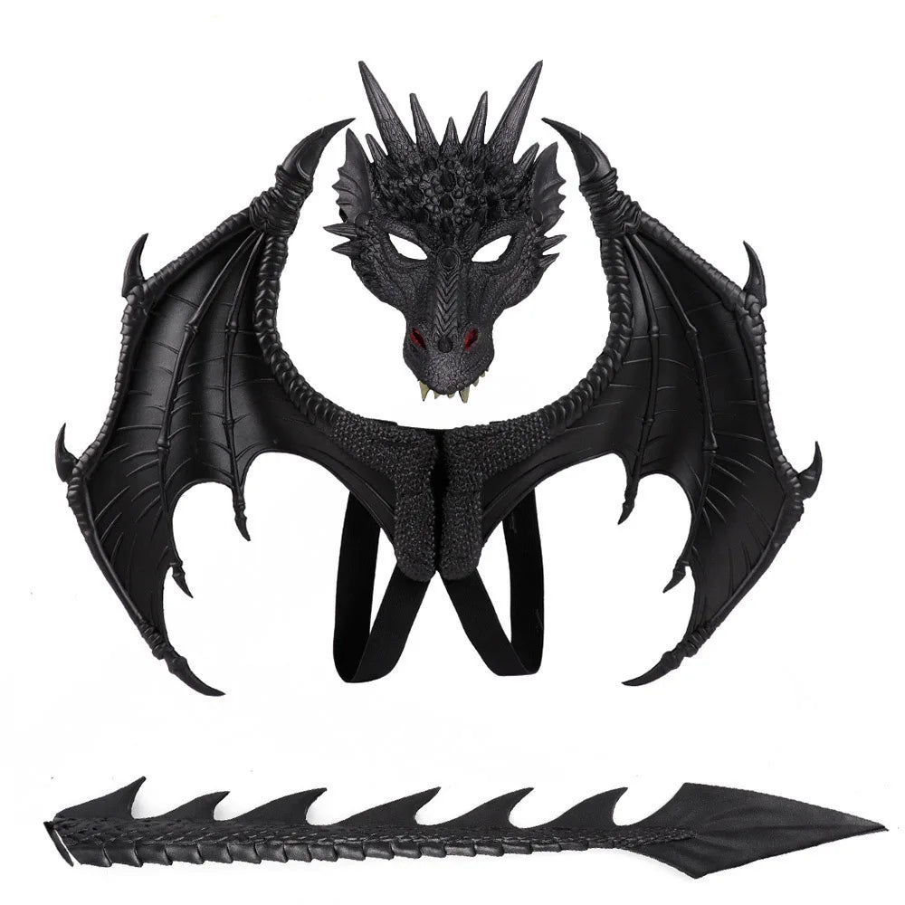 Animal Cospty Dragon Costume Purim Christmas Gift Carnival Party  Cosplay Set Wing and Tail faucet Costume